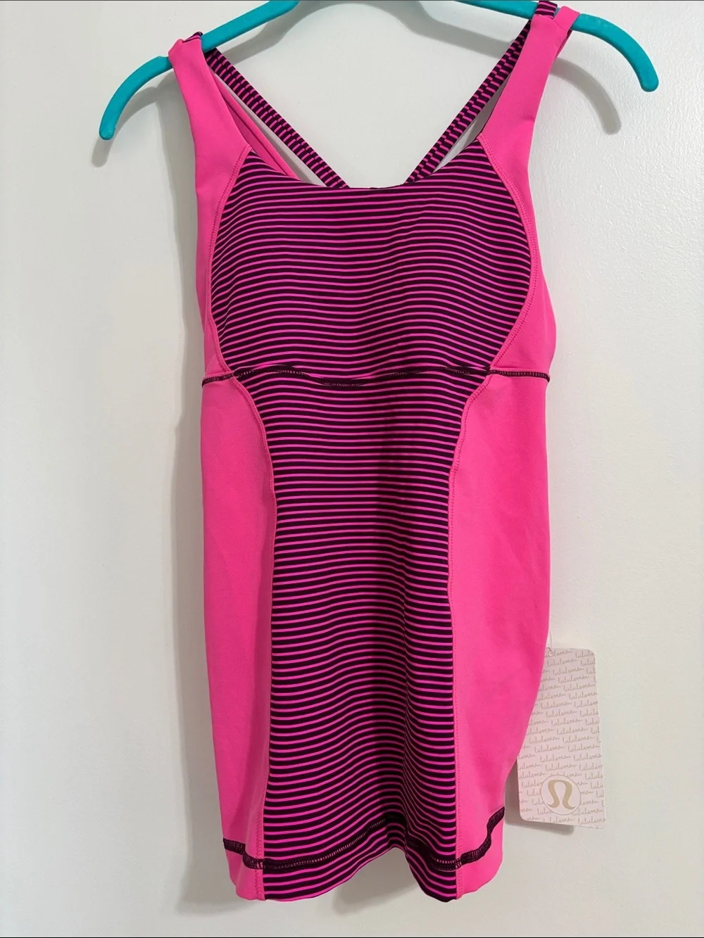 NWT lululemon athletica Pink and Black Striped Athletic Tank